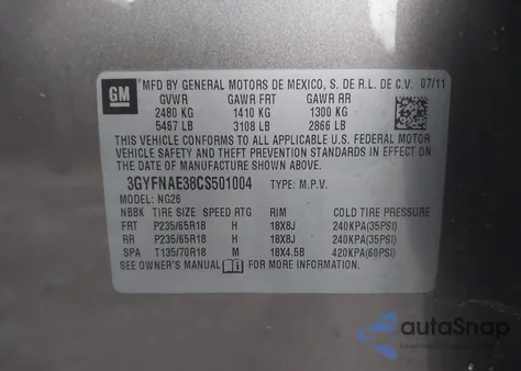 2012 Cadillac Srx Luxury Collection from USA, damaged, VIN 3GYFNAE38CS501004